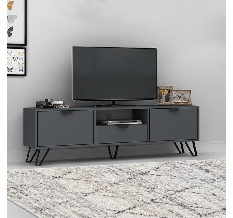 Έπιπλο τηλεόρασης Jasmine Megapap χρώμα ανθρακί 170x35x50εκ.