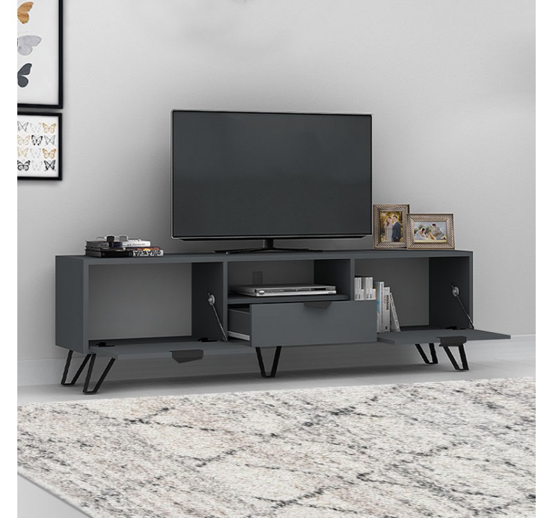 Έπιπλο τηλεόρασης Jasmine Megapap χρώμα ανθρακί 170x35x50εκ.