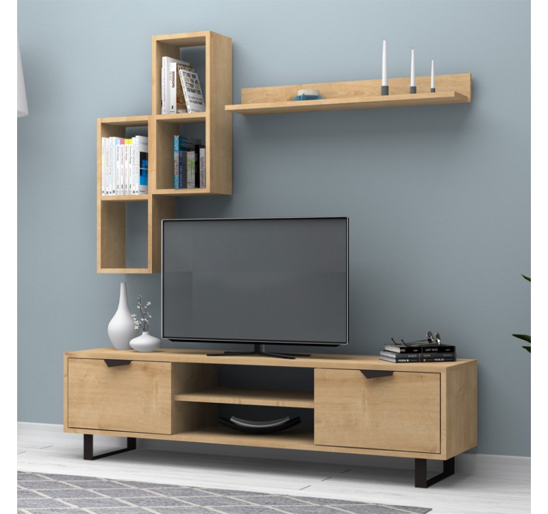 Σύνθεση τηλεόρασης Lonsa Megapap χρώμα φυσικό οξιάς 160x35x40εκ.