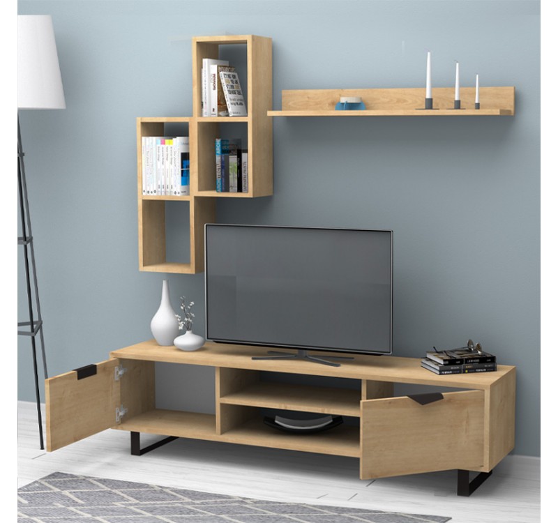 Σύνθεση τηλεόρασης Lonsa Megapap χρώμα φυσικό οξιάς 160x35x40εκ.