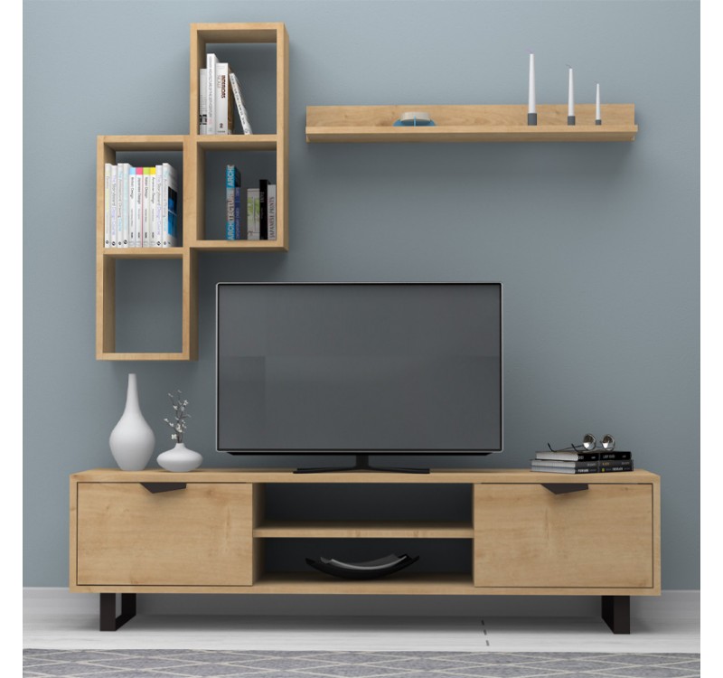 Σύνθεση τηλεόρασης Lonsa Megapap χρώμα φυσικό οξιάς 160x35x40εκ.