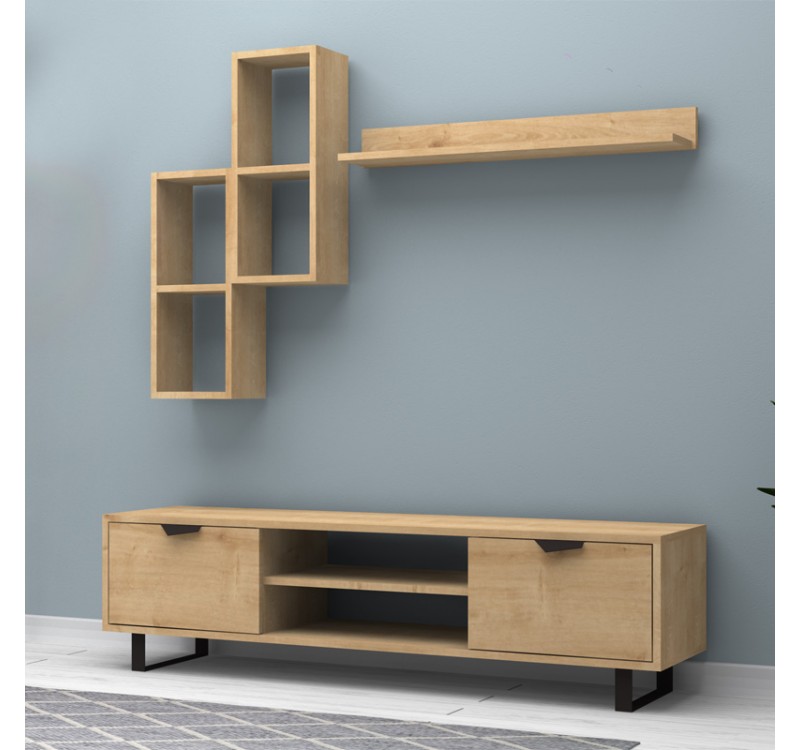 Σύνθεση τηλεόρασης Lonsa Megapap χρώμα φυσικό οξιάς 160x35x40εκ.