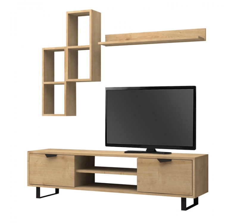 Σύνθεση τηλεόρασης Lonsa Megapap χρώμα φυσικό οξιάς 160x35x40εκ.