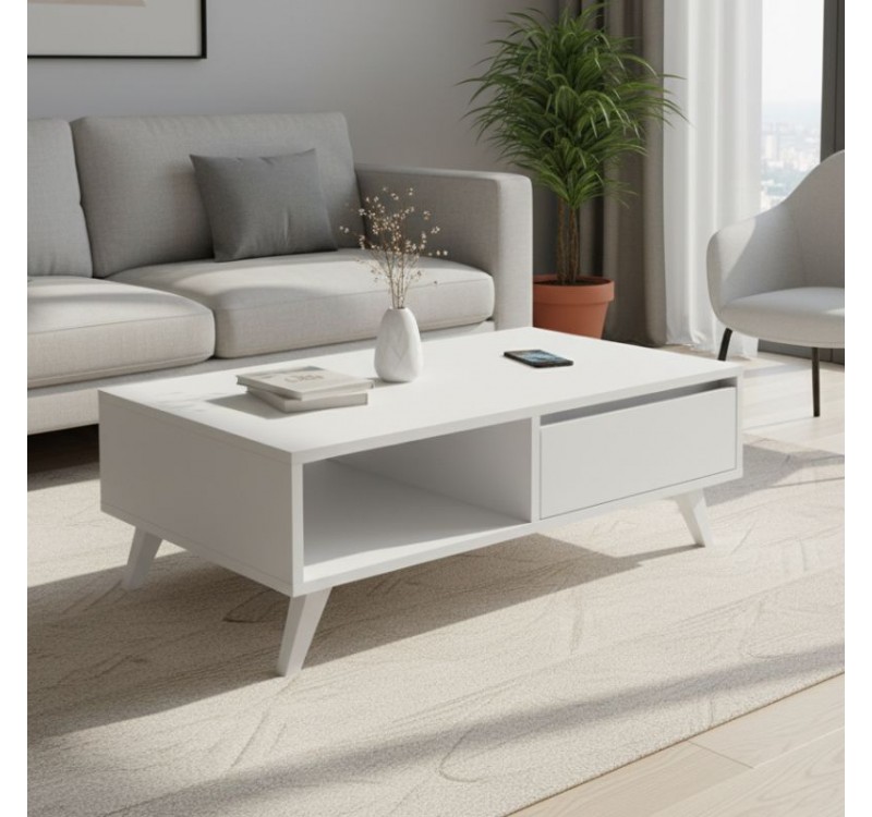 Τραπεζάκι σαλονιού Aster Megapap χρώμα λευκό 120x56x40εκ.