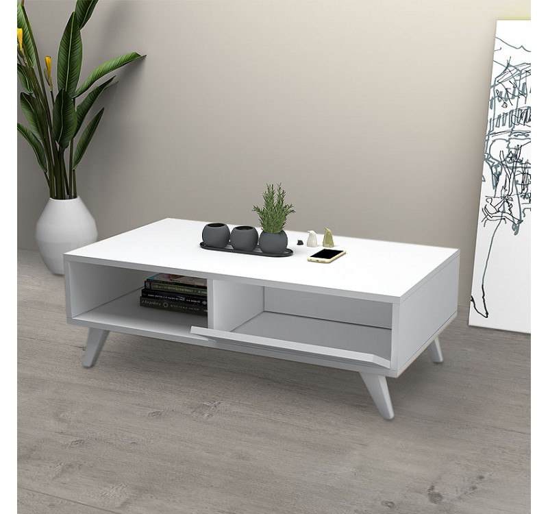 Τραπεζάκι σαλονιού Aster Megapap χρώμα λευκό 120x56x40εκ.