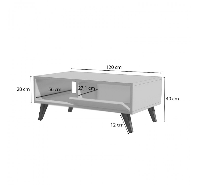 Τραπεζάκι σαλονιού Aster Megapap χρώμα λευκό 120x56x40εκ.