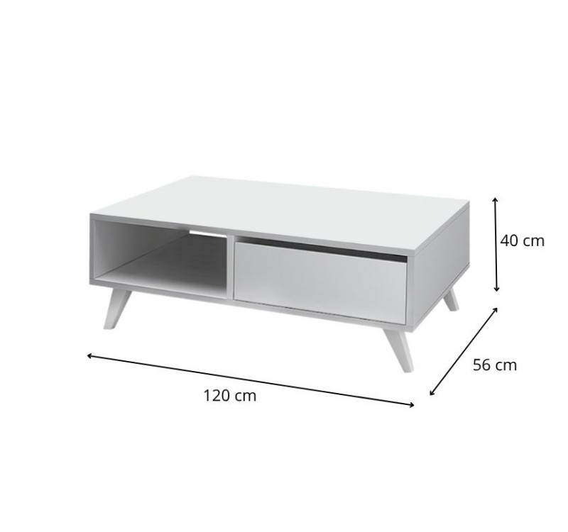 Τραπεζάκι σαλονιού Aster Megapap χρώμα λευκό 120x56x40εκ.