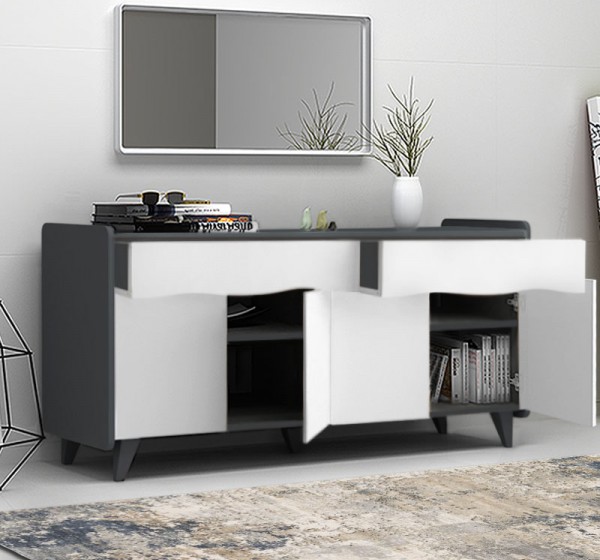 Μπουφές Sila Megapap χρώμα λευκό - ανθρακί 140x45x72εκ.