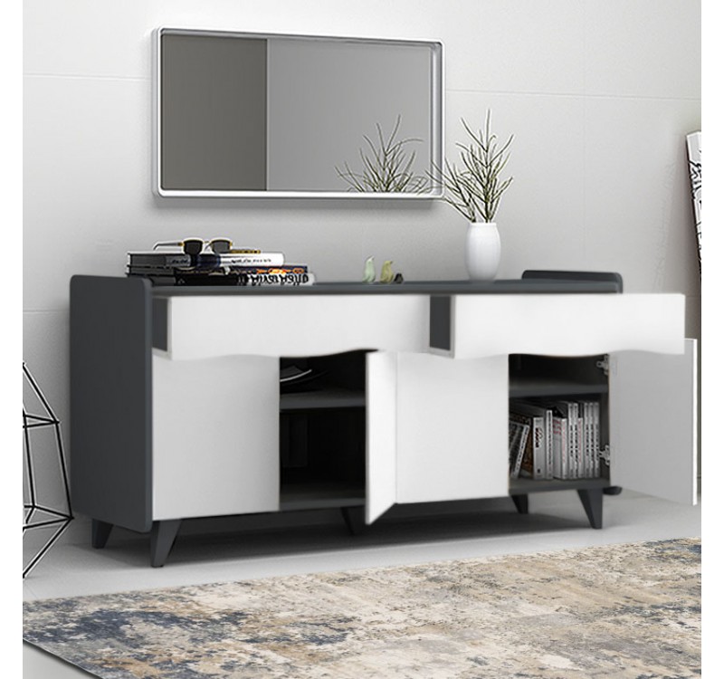 Μπουφές Sila Megapap χρώμα λευκό - ανθρακί 140x45x72εκ.