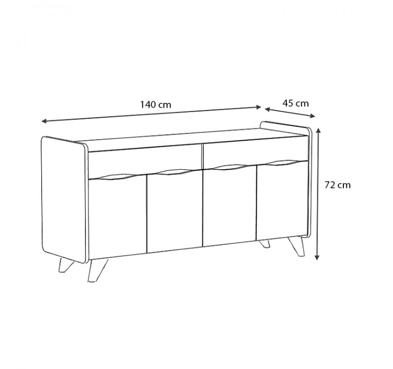 Μπουφές Sila Megapap χρώμα λευκό - ανθρακί 140x45x72εκ.