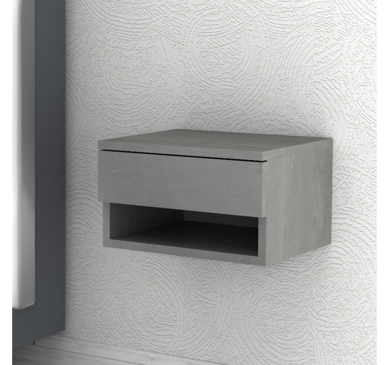 Κομοδίνο επιτοίχιο Mary Megapap χρώμα γκρι σκυροδέματος 40x30x23εκ.