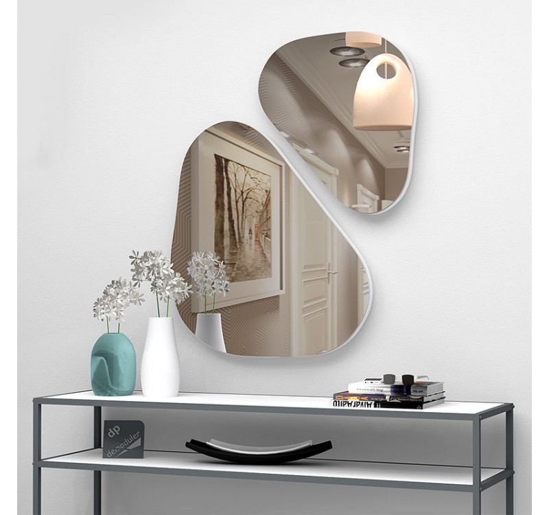 Σετ καθρεπτών τοίχου Leista Megapap 2 τμχ. χρώμα λευκό 65x58x2,2εκ.