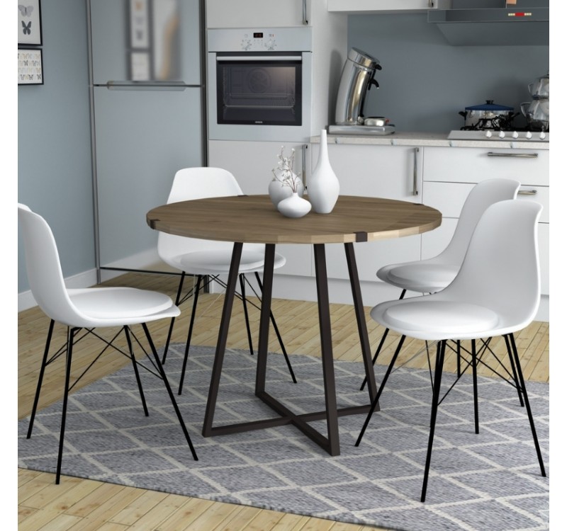 Τραπέζι Rubes Megapap χρώμα καρυδί - ανθρακί 100x100x78εκ.