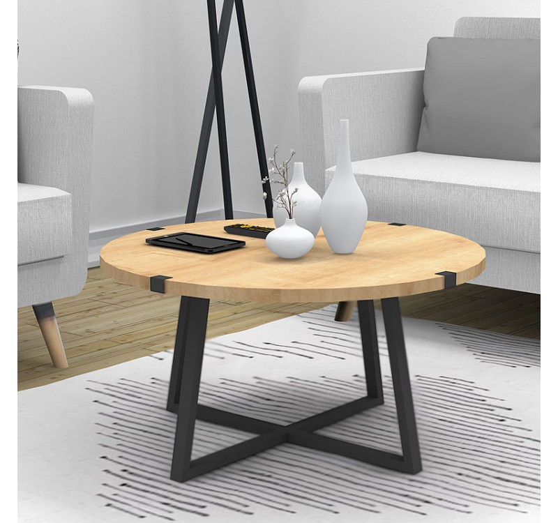 Τραπεζάκι σαλονιού Mauricio Megapap χρώμα φυσικό οξιάς - ανθρακί 78x78x43εκ.