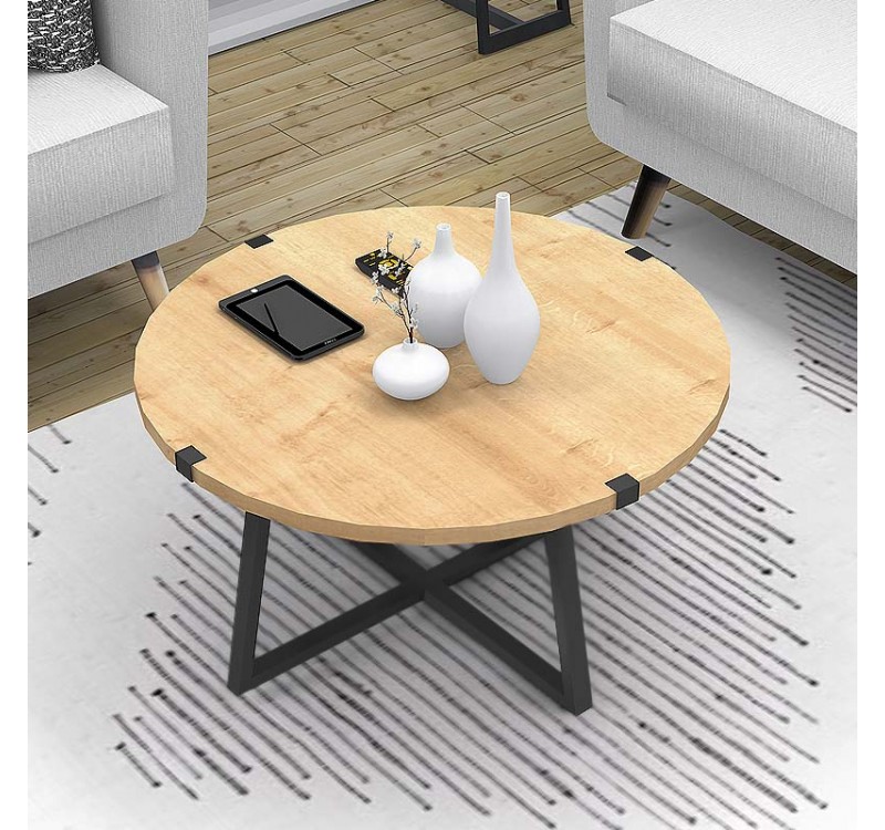 Τραπεζάκι σαλονιού Mauricio Megapap χρώμα φυσικό οξιάς - ανθρακί 78x78x43εκ.