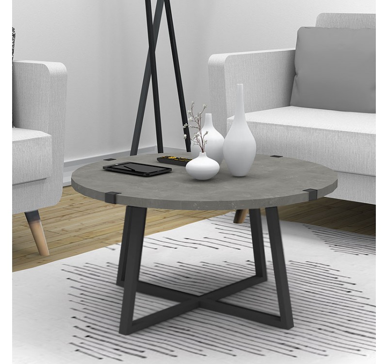 Τραπεζάκι σαλονιού Mauricio Megapap χρώμα γκρι σκυροδέματος 78x78x43εκ.