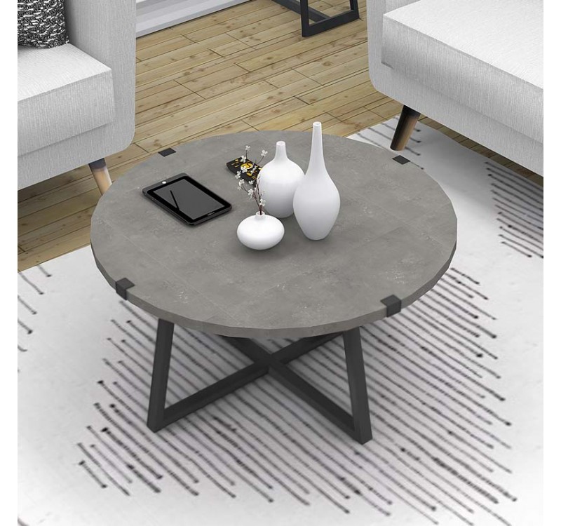 Τραπεζάκι σαλονιού Mauricio Megapap χρώμα γκρι σκυροδέματος 78x78x43εκ.