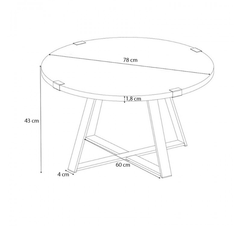Τραπεζάκι σαλονιού Mauricio Megapap χρώμα γκρι σκυροδέματος 78x78x43εκ.