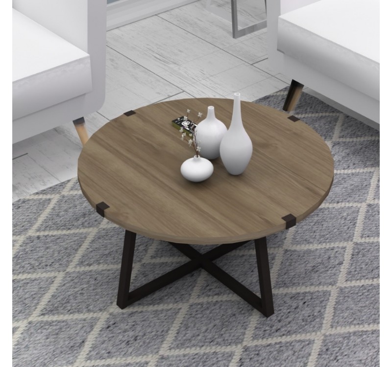 Τραπεζάκι σαλονιού Mauricio Megapap χρώμα καρυδί - ανθρακί 78x78x43εκ.