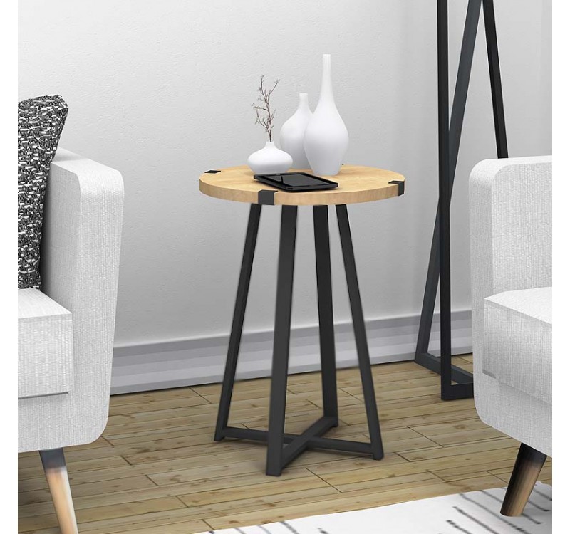 Τραπεζάκι βοηθητικό Pedro Megapap χρώμα φυσικό οξιάς - ανθρακί 44x44x58εκ.