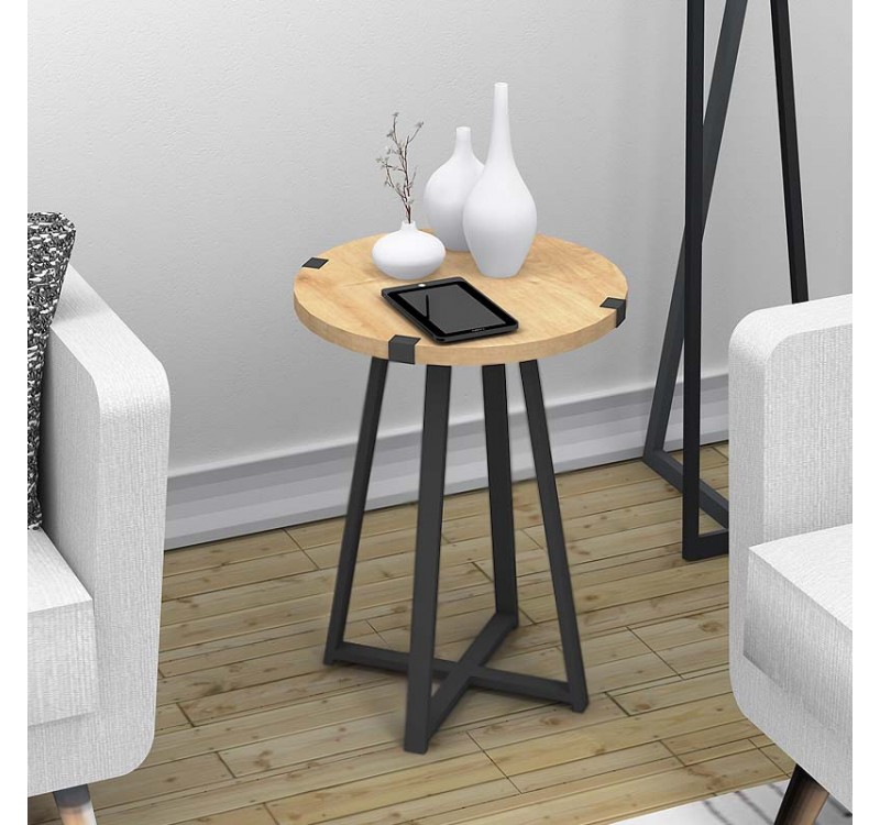 Τραπεζάκι βοηθητικό Pedro Megapap χρώμα φυσικό οξιάς - ανθρακί 44x44x58εκ.