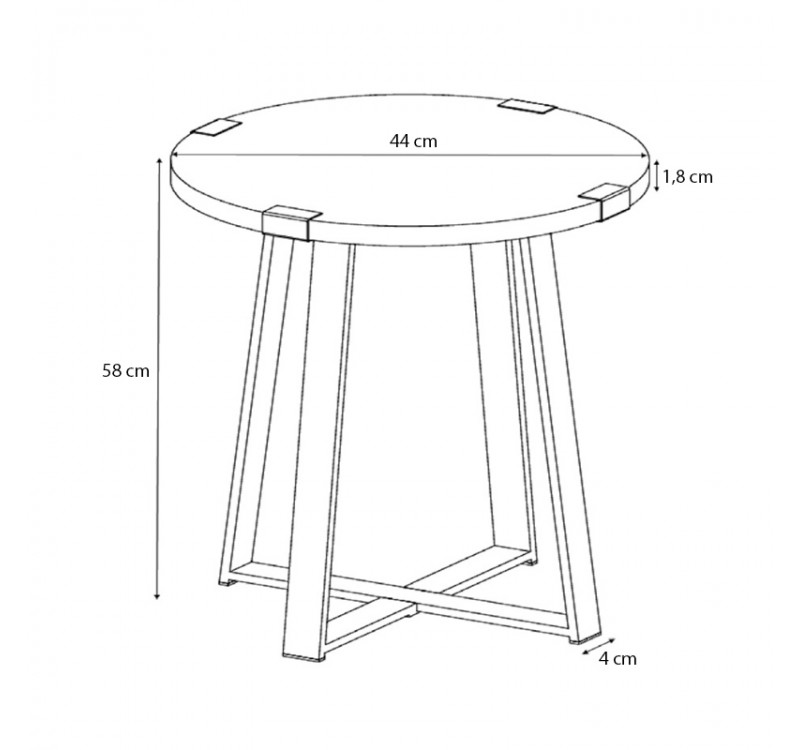 Τραπεζάκι βοηθητικό Pedro Megapap χρώμα φυσικό οξιάς - ανθρακί 44x44x58εκ.