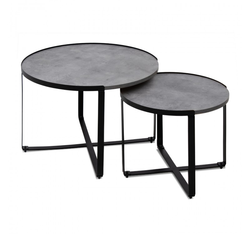 Σετ τραπεζάκια σαλονιού Davis Megapap 2τμχ. χρώμα γκρι σκυροδέματος 70x69x46εκ.