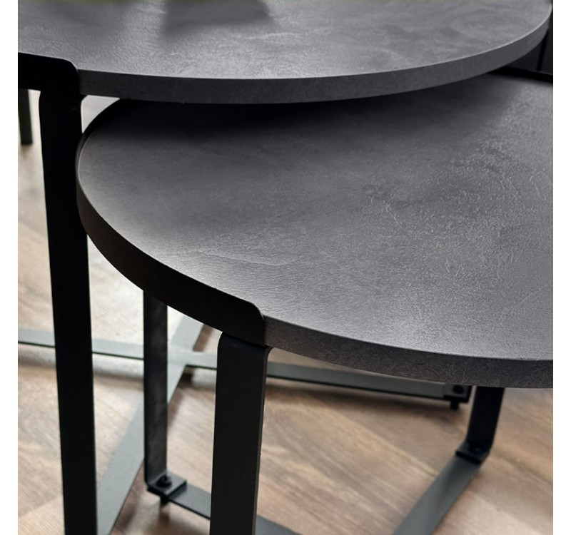 Σετ τραπεζάκια σαλονιού Davis Megapap 2τμχ. χρώμα γκρι σκυροδέματος 70x69x46εκ.