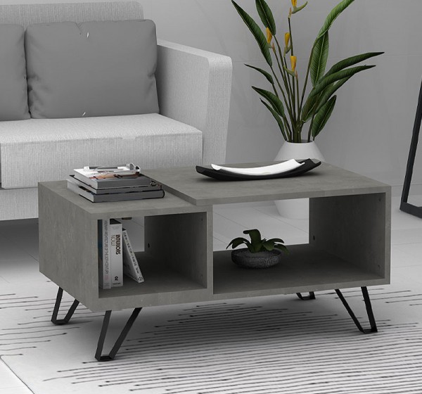 Τραπεζάκι σαλονιού Don Megapap χρώμα γκρι σκυροδέματος 90x55x44εκ.
