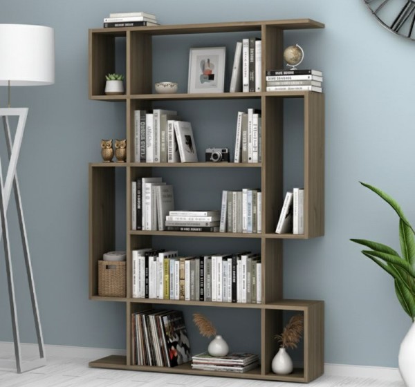 Βιβλιοθήκη Clint Megapap χρώμα καρυδί 108,5x25,5x161εκ.