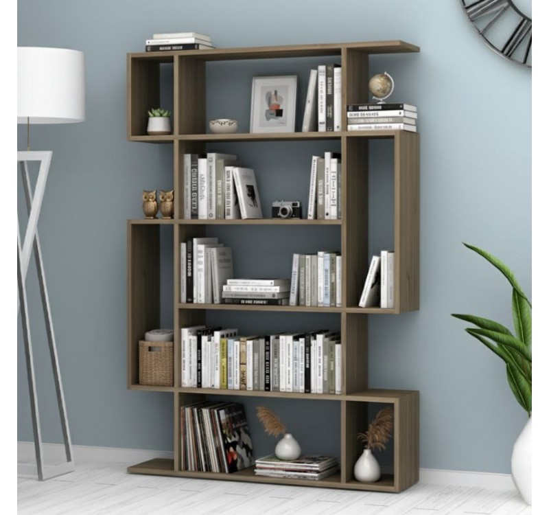 Βιβλιοθήκη Clint Megapap χρώμα καρυδί 108,5x25,5x161εκ.