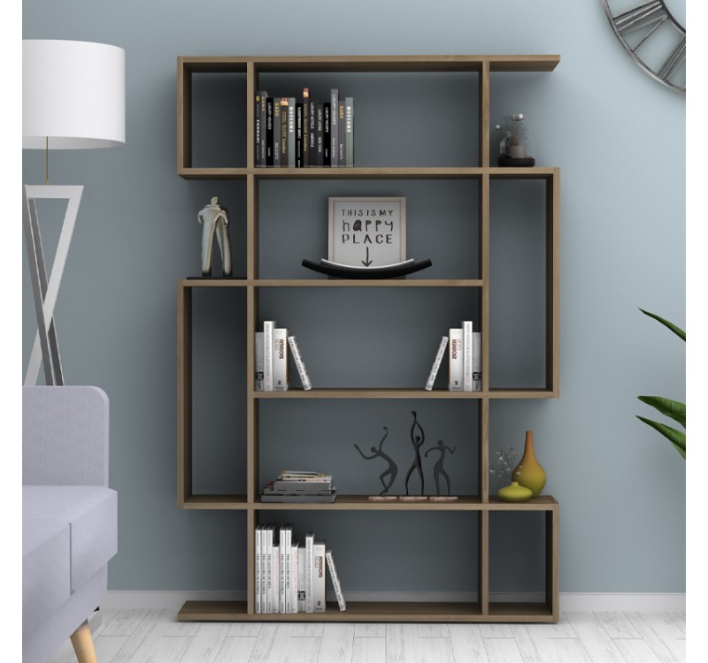 Βιβλιοθήκη Clint Megapap χρώμα καρυδί 108,5x25,5x161εκ.