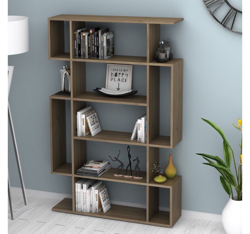 Βιβλιοθήκη Clint Megapap χρώμα καρυδί 108,5x25,5x161εκ.