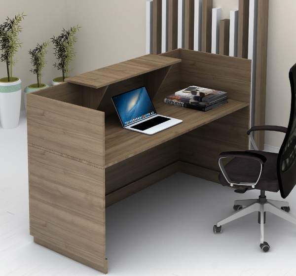 Γραφείο υποδοχής - reception Lemmon Megapap χρώμα καρυδί 160x70x110εκ.