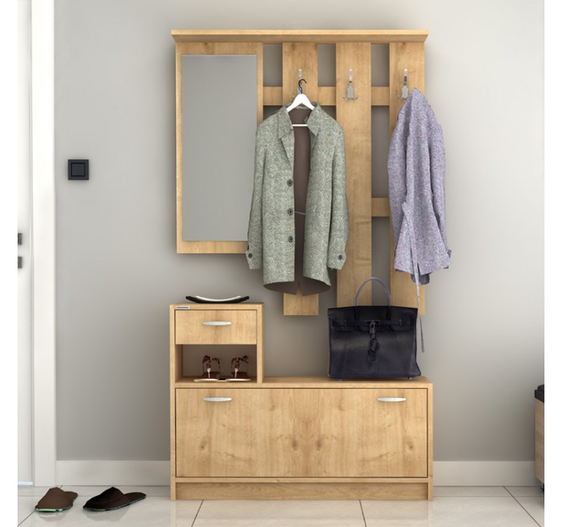 Έπιπλο εισόδου Raynold Megapap χρώμα φυσικό οξιάς 100x30x180εκ.