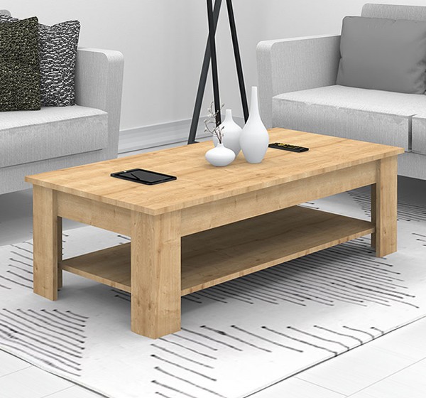 Τραπεζάκι σαλονιού Spello Megapap χρώμα φυσικό οξιάς 120x60x41,4εκ.