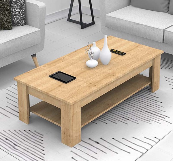 Τραπεζάκι σαλονιού Spello Megapap χρώμα φυσικό οξιάς 120x60x41,4εκ.