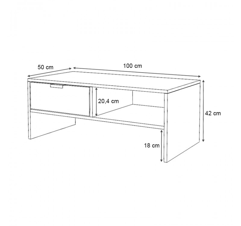 Τραπεζάκι σαλονιού Galaxy Megapap χρώμα γκρι σκυροδέματος 100x50x42εκ.