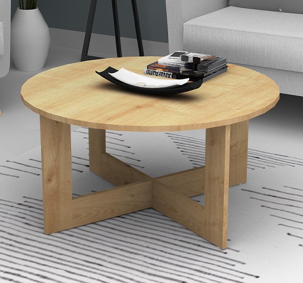 Τραπεζάκι σαλονιού Kati Megapap χρώμα φυσικό οξιάς Ø80x42εκ.