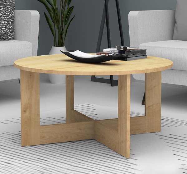 Τραπεζάκι σαλονιού Kati Megapap χρώμα φυσικό οξιάς Ø80x42εκ.