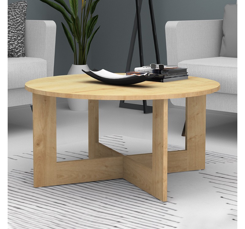 Τραπεζάκι σαλονιού Kati Megapap χρώμα φυσικό οξιάς Ø80x42εκ.