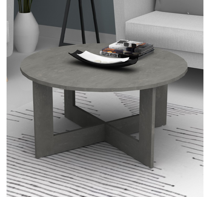 Τραπεζάκι σαλονιού Kati Megapap χρώμα γκρι σκυροδέματος Ø80x42εκ.