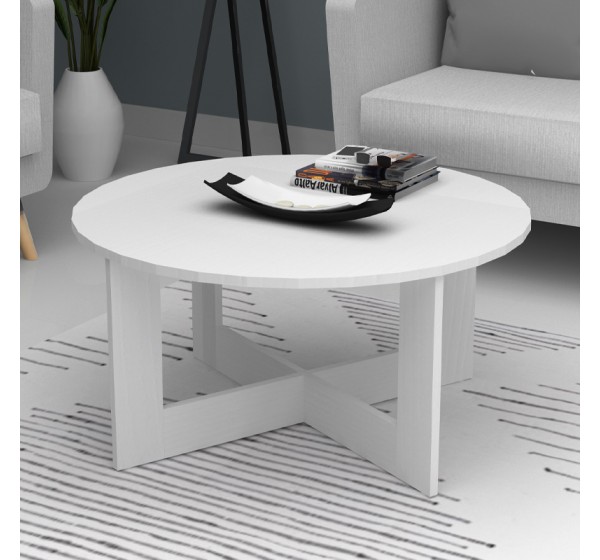 Τραπεζάκι σαλονιού Kati Megapap χρώμα λευκό Ø80x42εκ.