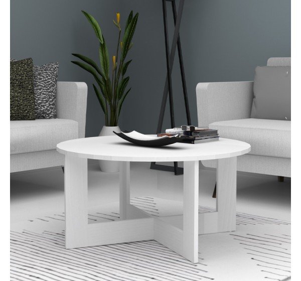 Τραπεζάκι σαλονιού Kati Megapap χρώμα λευκό Ø80x42εκ.