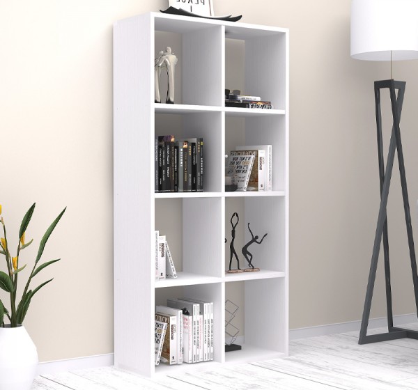 Βιβλιοθήκη Anser Megapap χρώμα λευκό 69,8x29x142εκ.