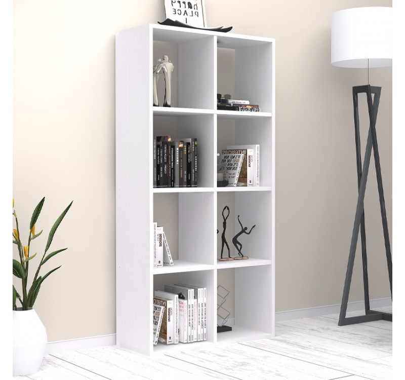 Βιβλιοθήκη Anser Megapap χρώμα λευκό 69,8x29x142εκ.