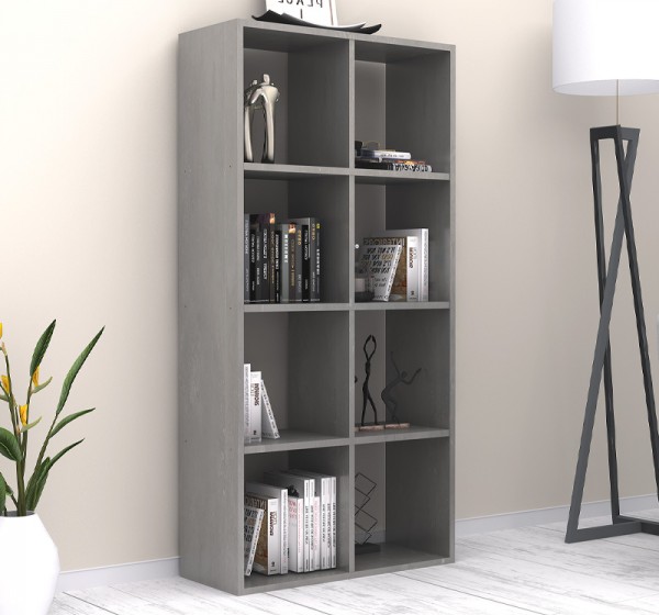 Βιβλιοθήκη Anser Megapap χρώμα γκρι σκυροδέματος 69,8x29x142εκ.