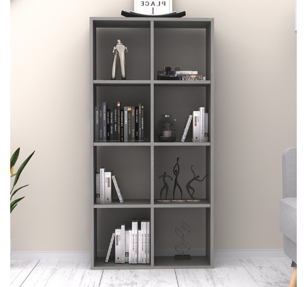 Βιβλιοθήκη Anser Megapap χρώμα γκρι σκυροδέματος 69,8x29x142εκ.