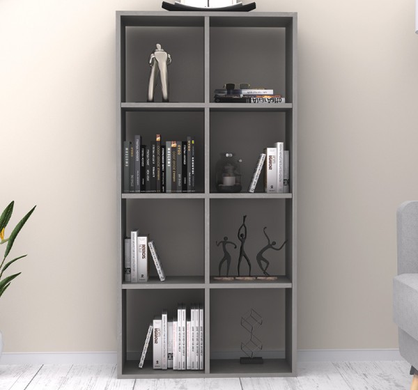 Βιβλιοθήκη Anser Megapap χρώμα γκρι σκυροδέματος 69,8x29x142εκ.