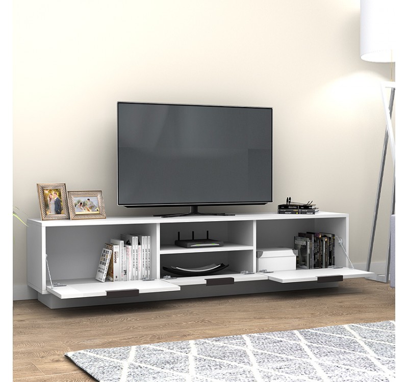 Έπιπλο τηλεόρασης Mensa Megapap χρώμα λευκό 180x35x43cm.